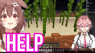 Takane Lui Loses It At Korone Stuck And Attacked By Phantom | Minecraft [Hololive/Sub]
