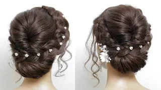 New Easy Bridal Hairstyle For Long Hair Tutorial. Simple Wedding Updo