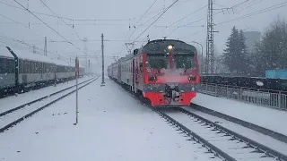 ЭЛЕКТРОПОЕЗД ЭД4М-0214 Прибывает на станцию Кубинка-1