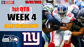 New York Giants vs Seattle Seahawks 1st QTR GAME HIGHLIGHTS HD | NFL Week 4 - 10/02/2023