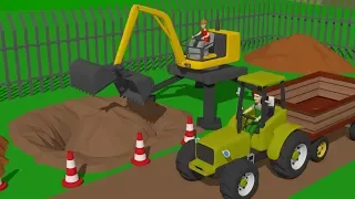 Excavator and Cyclop Loader and Tractor with Trailer | Street and agricultural vehicles for Kids