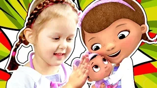 DOCTOR PLUSHEVA Baby Barbie Got Sick Going To Hospital Doc McStuffins Toy Hospital Playset