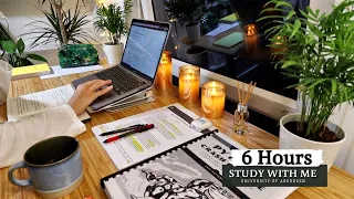 6 HOUR STUDY WITH ME at RAINY NIGHT | Background noise, 10-min Break, No music, Study with Merve