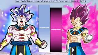 Goku God Of Destruction VS Vegeta God Of Destruction POWER LEVELS - Dragon Ball Super