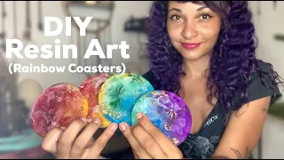 DIY Rainbow Resin Coasters (Easy Alcohol Ink and Epoxy Resin Art for Beginners)