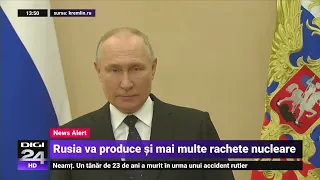 Vladimir Putin spune că Rusia va produce și mai multe rachete nucleare