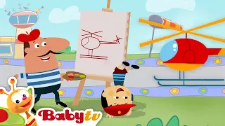 Arte de aeropuerto con Pierre the Painter 🚁 | helicóptero | Dibujo para niños @BabyTVSP