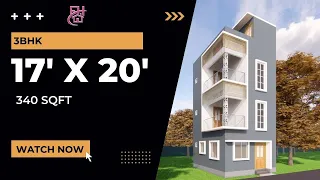 340 sqft small ghar ka naksha||17x20 small house design||17x20 house plan