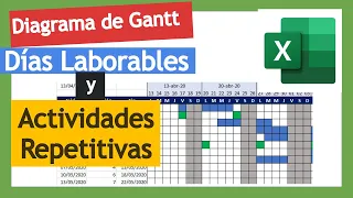 Diagrama de Gantt en excel - Días laborables y actividades repetitivas