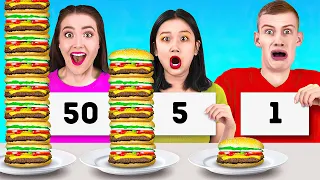 100 LAYERS CHALLENGE! || Extreme 100 Layers Of Burgers Challenge by 123 Go! LIVE