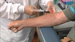 How to perform a venipuncture using a syringe