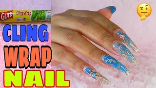 TRYING PLASTIC WRAP NAILS | BUT INSIDE BUILDER GEL