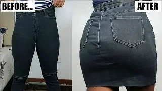 How To Make A Mini Skirt Out of Jeans | EASY DIY