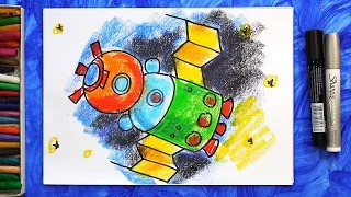 Как нарисовать Космический корабль "СОЮЗ", Урок рисования для детей