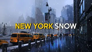 SNOW Storm Walk in MANHATTAN 🗽 Heavy SNOWFALL New York City 4K NYC