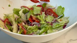 LETTUCE salad with cucumber, tomato and onion.| HEALTHY SALAD.