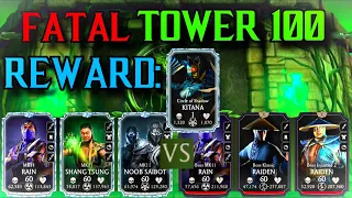 MK Mobile Sorcerers Fatal Tower Boss 100 Battle | Diamond Card Reward, X60 Noob Saibot & MK 11 Rain!