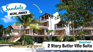 Honeymoon Beachfront Two Story Butler Villa Suite 1B | Sandals Negril | Walkthrough Tour & Review 4K