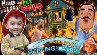 HELLO NEIGHBOR ON FIRE! Saved by Fireman Shawn (FGTEEV Part 3's of Hello Granny & Hide & Seek)