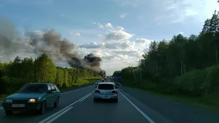 Ужасное ДТП и пожар под Екатеринбургом, Пермский тракт 14-06-2019