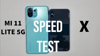 Xiaomi Mi 11 Lite 5G vs Iphone X Speed Test