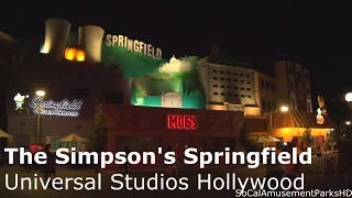 The Simpson's Springfield at Night - Complete Experience - Universal Studios Hollywood HD