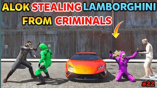 Alok Stealing Lamborgini Car From Criminels | Gta x Freefire | Gta 5 In Telugu #22