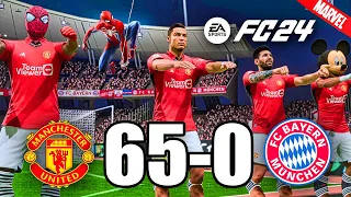 FIFA 24 - RONALDO, MESSI, SPIDER MAN ALL STARS PLAYS TOGETHER | Manchester United 65-0 FC BAYERN