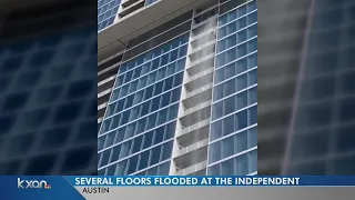 Line break causes water to pour down the side of The Independent, flood several floors
