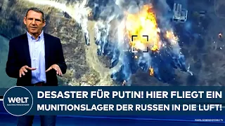 UKRAINE-KRIEG: Desaster für Putin! Hier fliegt ein Munitionslager der Russen in die Luft!