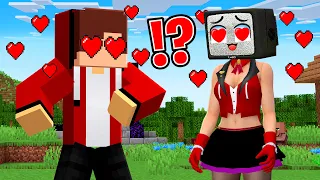 JJ Met JJ TV WOMAN in Village! TV GIRL SAVE JJ! WHAT JJ and MIKEY CHOISE?! in Minecraft - Maizen