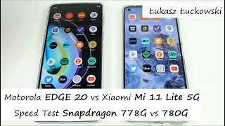 Motorola EDGE 20 vs Xiaomi Mi 11 Lite 5G  ❗❗❗ | Speed Test | Snapdragon 778G vs 780G