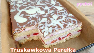 TRUSKAWKOWA PEREŁKA - pyszne ciasto z  kremem truskawkowym 🍓 STRAWBERRY PEARL with strawberry cream