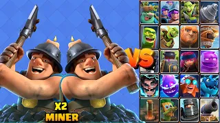 2 MINER vs ALL CARDS | SURPRISE ! | Clash Royale | Royale OVS