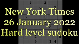 Sudoku solution – New York Times sudoku 26 January 2022 Hard level