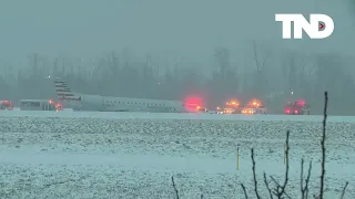 Plane skids off runway at airport in New York