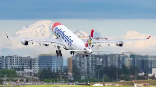 (4K) 7 Amazing HEAVY Take-offs at Vancouver Airport YVR