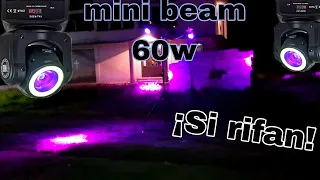 🤔Prueba de mini beam 60w steelpro al  aire libre, efecto cruzado😯😯.