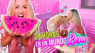 24 HORAS COMIENDO Y VIVIENDO EN UN MUNDO ROSA! 🍧 | Katie Angel