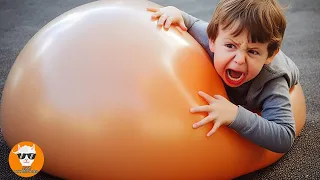 Wow! Funny Babies Problems with Big Balloons - Funny Baby Videos | Just Funniest