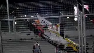 Nelson Piquet's Crashed Renault being taken away. Part 1