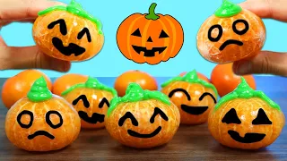 How to Make Tangerine Tanghulu Jack O Lantern Candy Fruit | Fun & Easy DIY Halloween Treats!