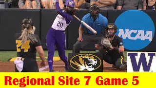 Washington vs #7 Missouri Softball Highlights, 2024 NCAA Regional Site 7 Game 5