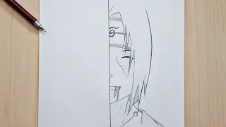 How to draw Itachi | Easy Itachi half face step-by-step | Tutorial