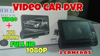 Video car dvr wdr  full hd 1080p | 4”dashcam 3 lens camera | unboxing and review