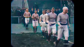 1902  Football Rugby Game in England - old video in color from 1900