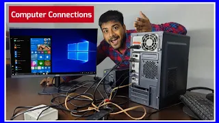 How to connect,UPS,monitor,Mouse keyboard & home theatre to CPU|How to assemble all part of computer