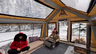 SNOW CAMPING WITH AN INFLATABLE TENT IN MAY