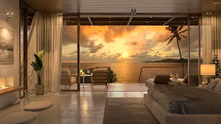 Sunset Bliss 🌅 | Cozy Beach Bedroom Luxury | Smooth Piano Jazz Music for Relaxation and Focus 🎷