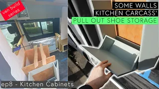 e8. Framing our KITCHEN cabinets and a HIDDEN SHOE RACK | Installing our water and electric HOOK UP